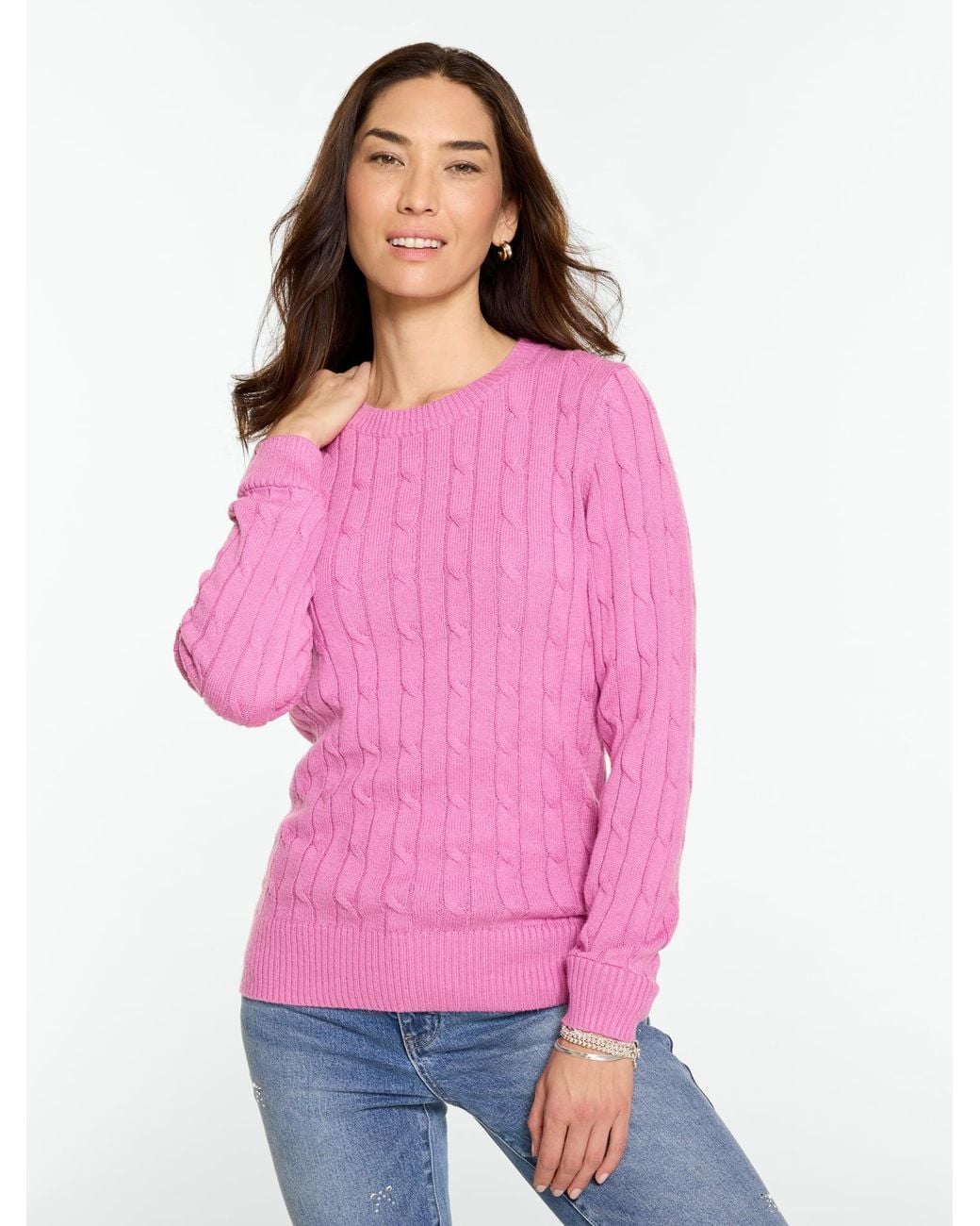 Talbots Pink Soft Cable Knit Crewneck Sweater