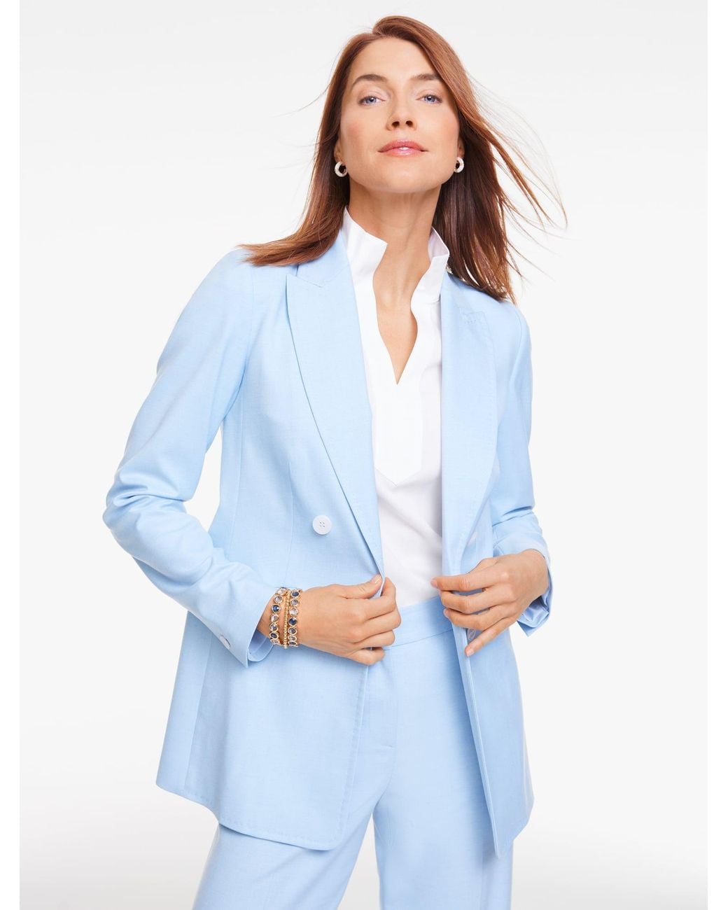 Talbots Blue Newton Texture No Close Blazer