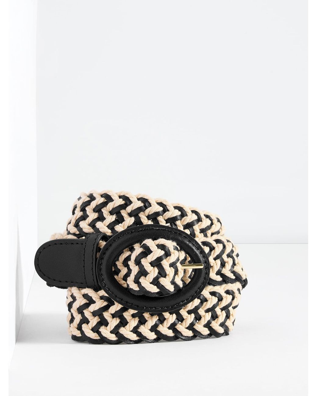 Talbots White Leather Braided Rope Belt