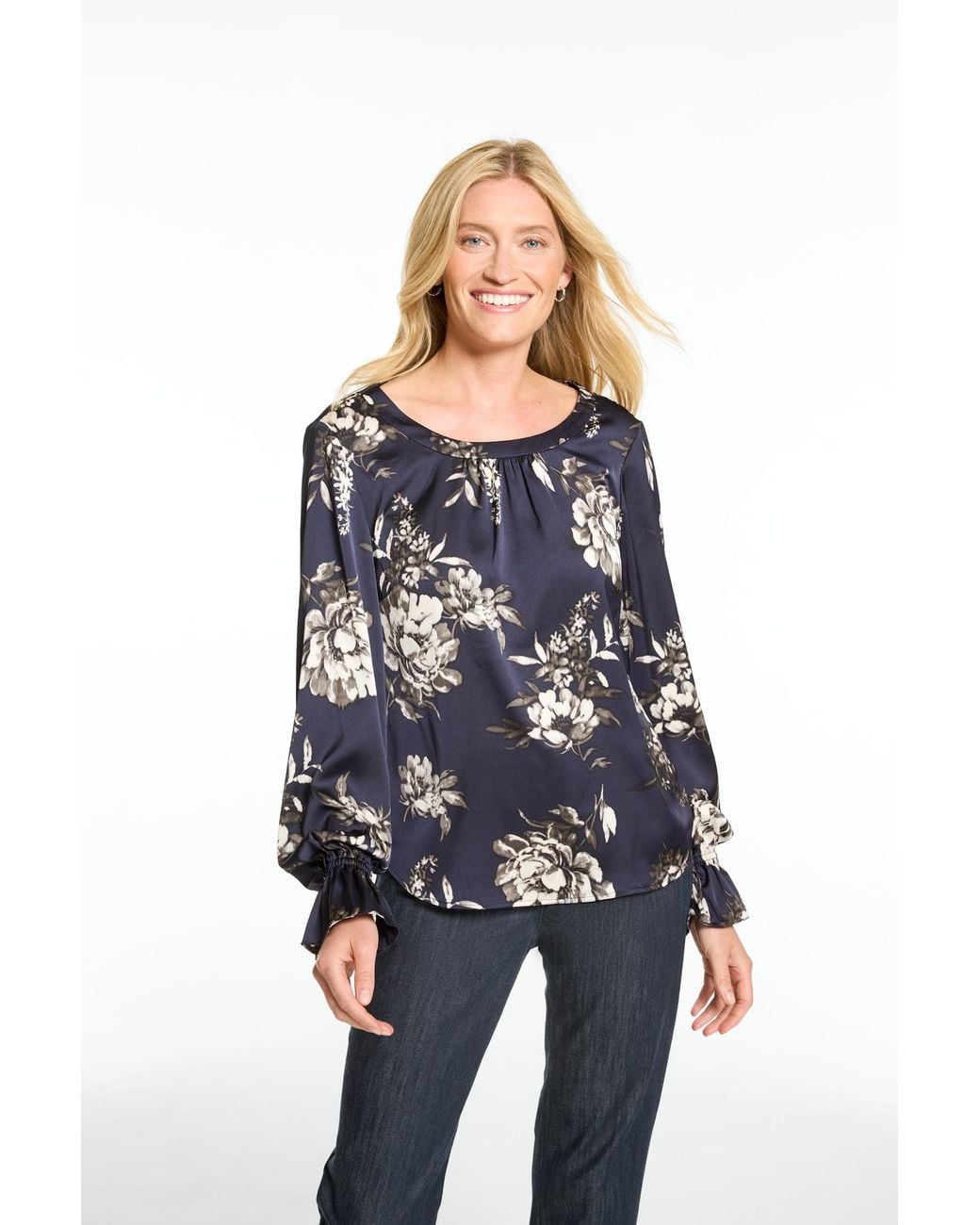 Talbots Blue Soft Satin Charmeuse Top