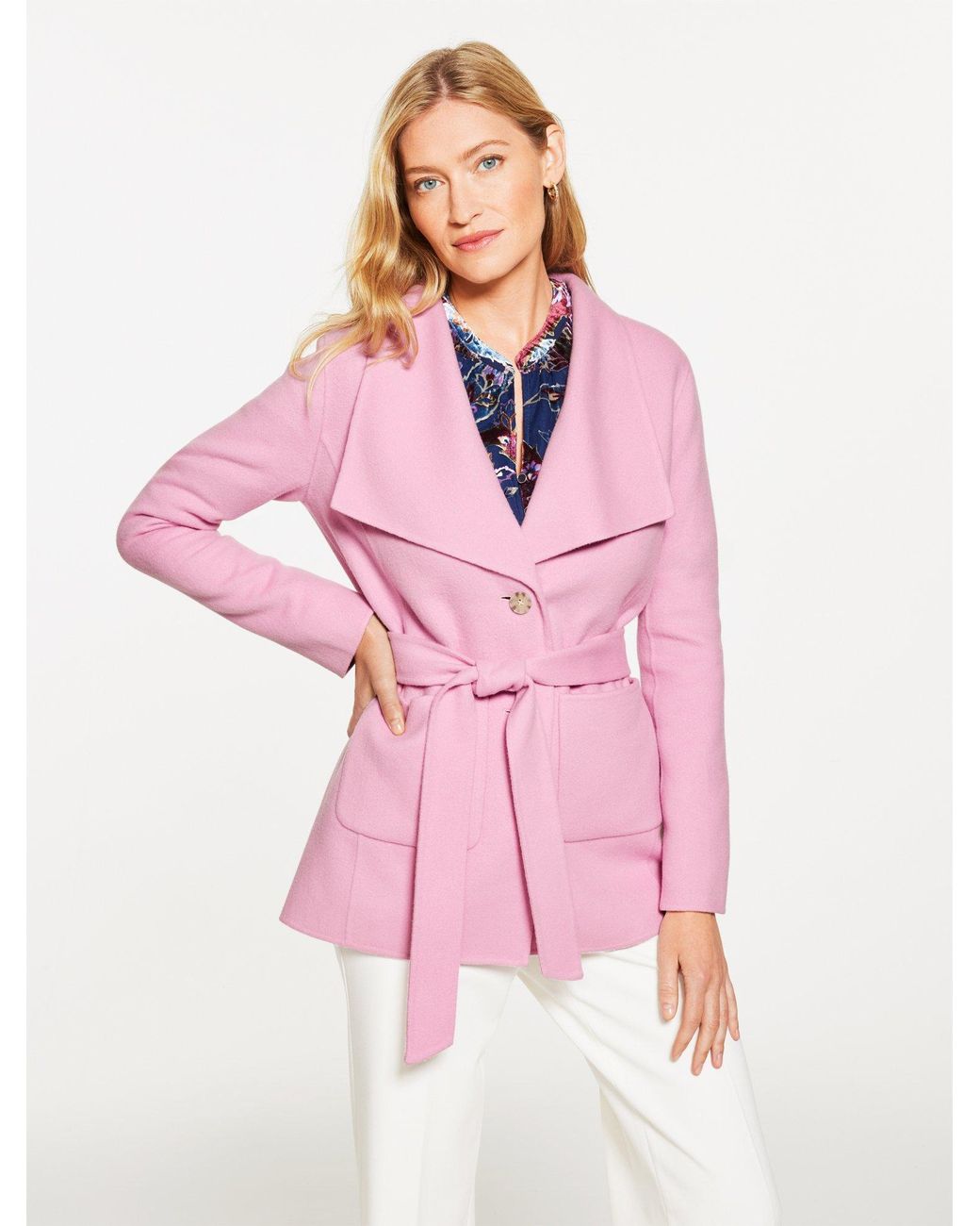 Talbots Tie Waist Wool Blend Jacket in Pink Lyst UK