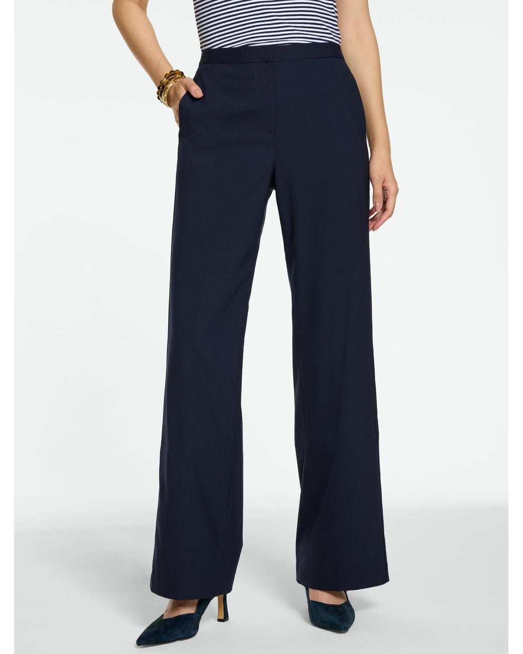 Talbots Blue Wool Blend Wide Leg Pants