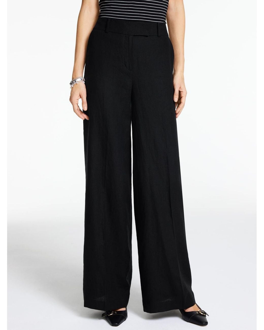 Talbots Black Classic Linen Wide Leg Pants