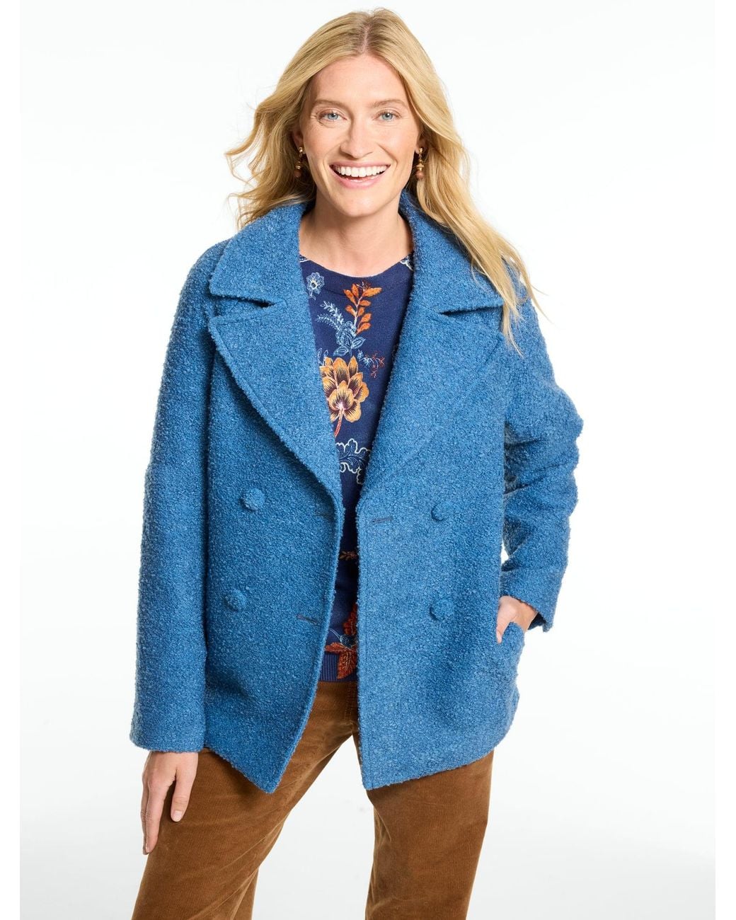 Talbots Blue Cozy Bouclé Coat