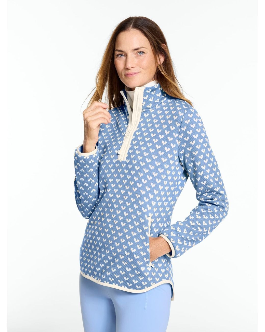 Talbots Blue Brushed Knit Half-zip Sweater