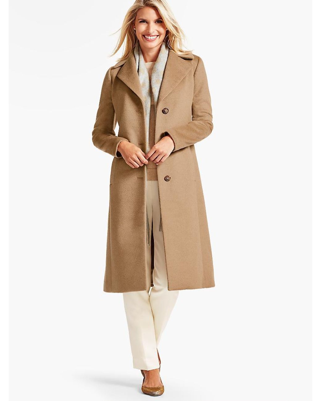Talbots Luxe Camel Hair Coat in Natural | Lyst