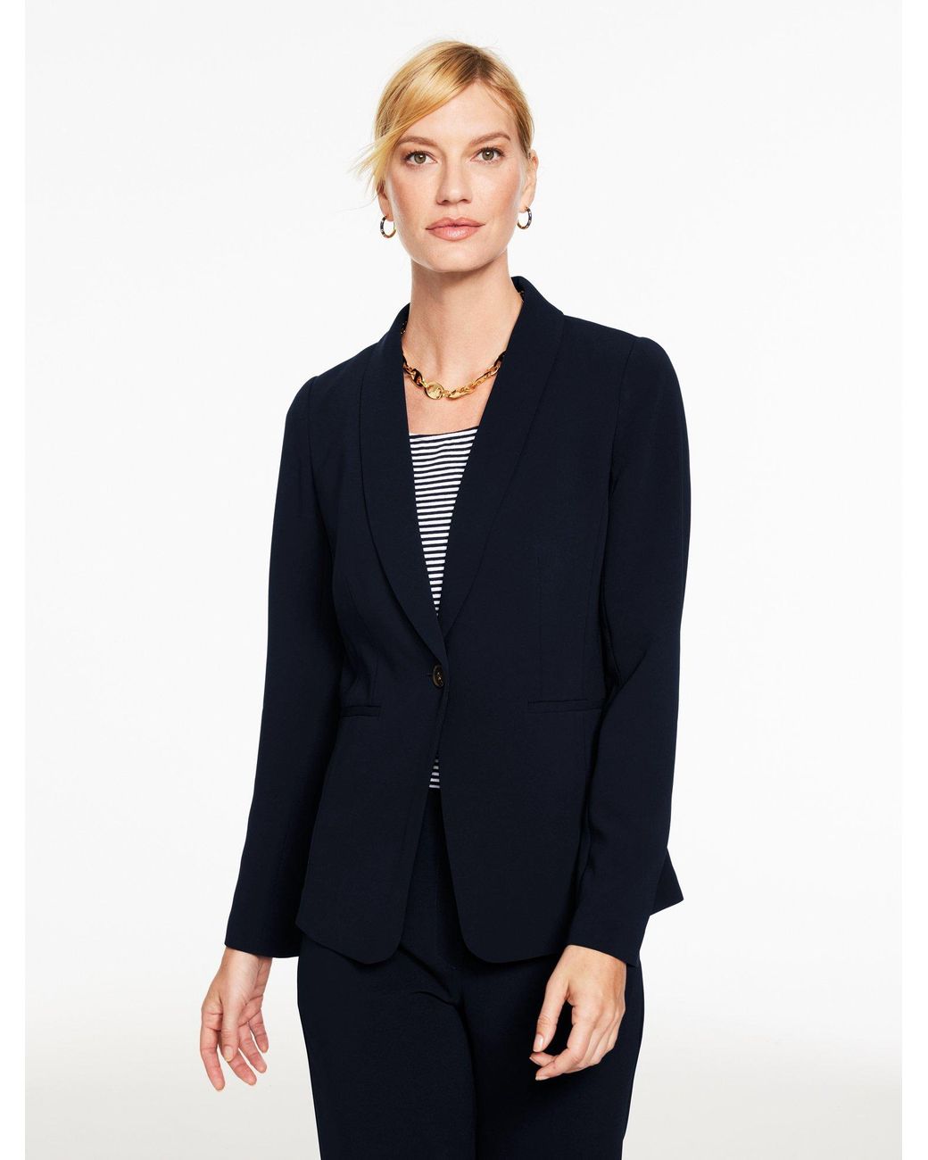 Talbots Blue Easy Travel Shawl Collar Jacket