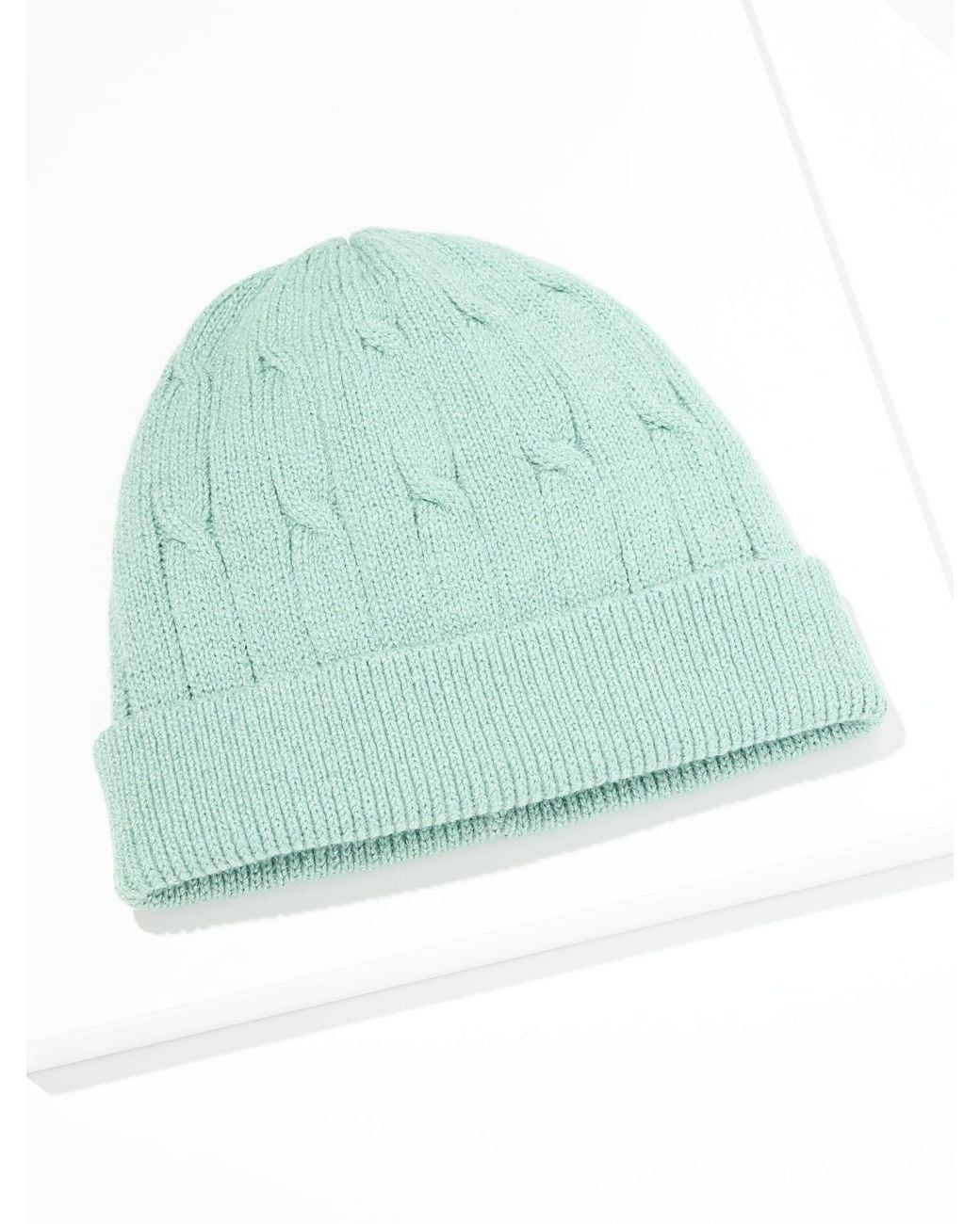 Talbots Green Metallic Soft Cable Knit Beanie