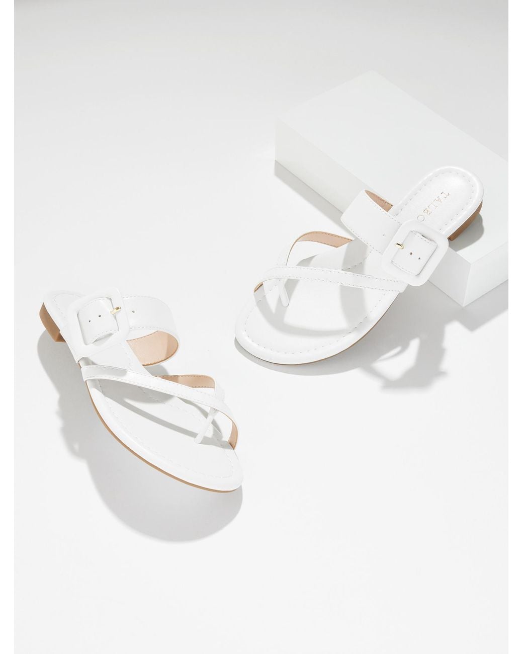 Talbots White Camy Buckle Sandals