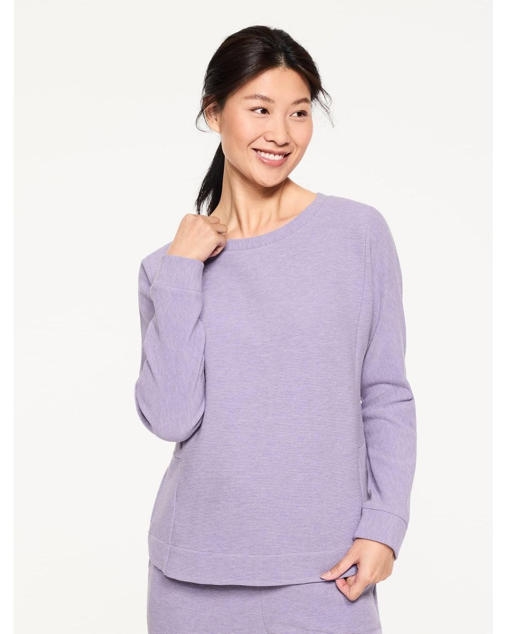 Talbots Purple Ottoman Rib Crewneck Sweater Pullover