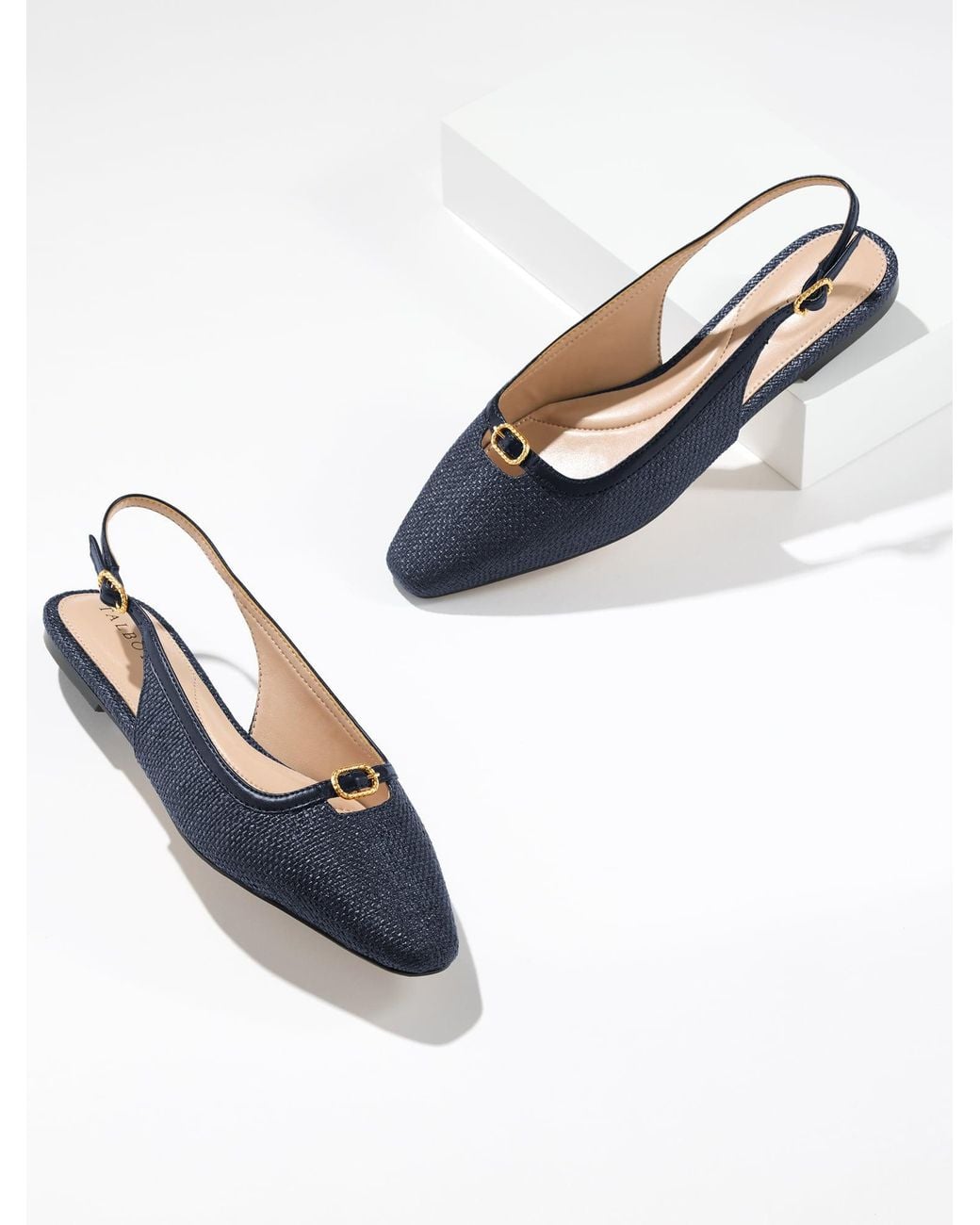 Talbots White Whitley Shimmer Raffia Slingback Flats