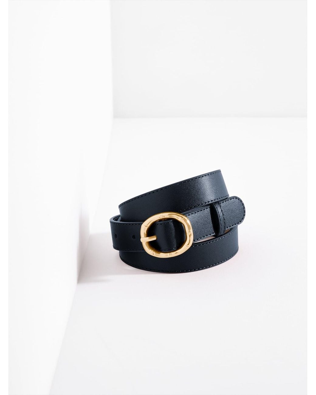 Talbots Blue Bamboo Buckle Leather Belt