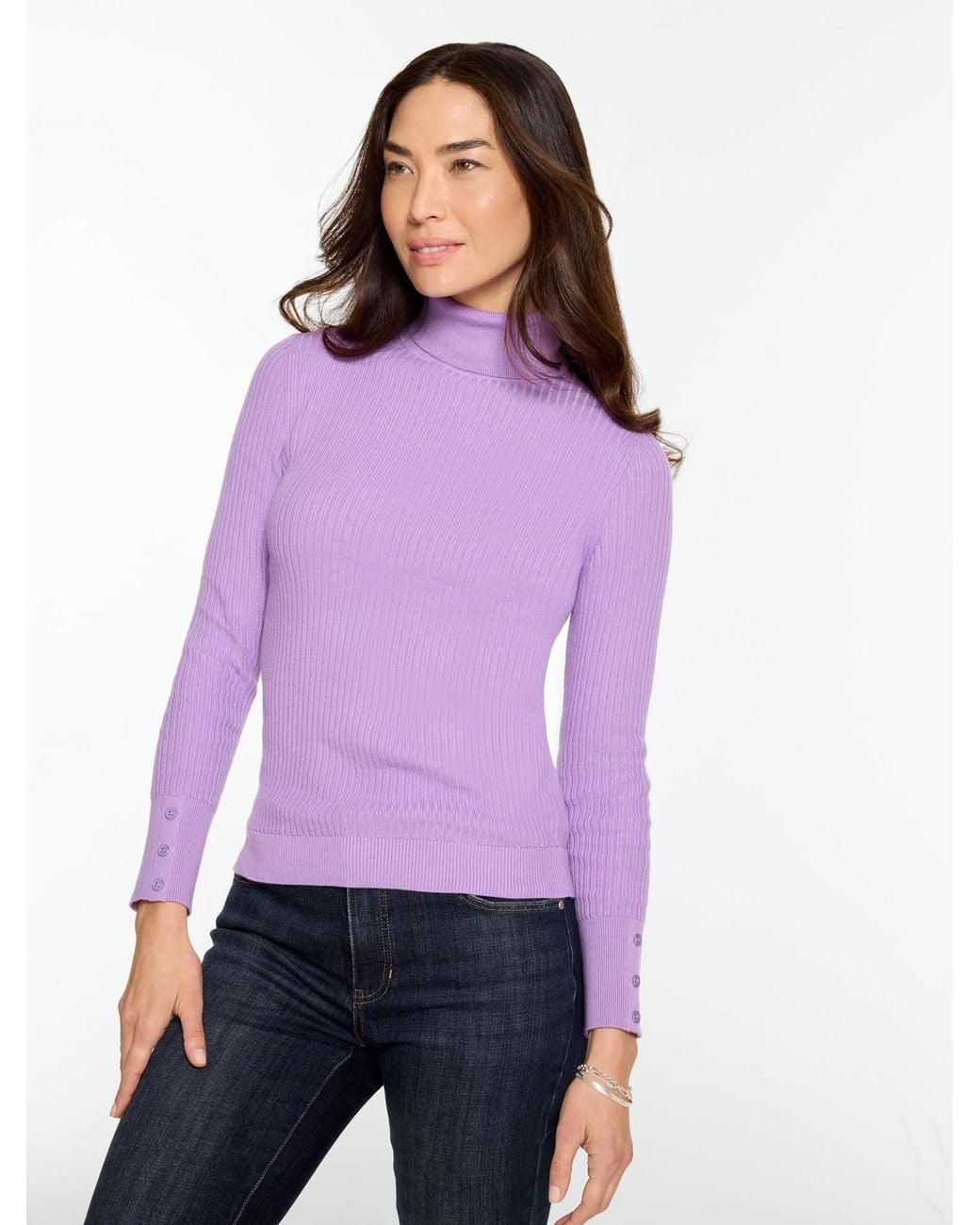 Talbots Purple Ribbed Turtleneck Pullover Sweater