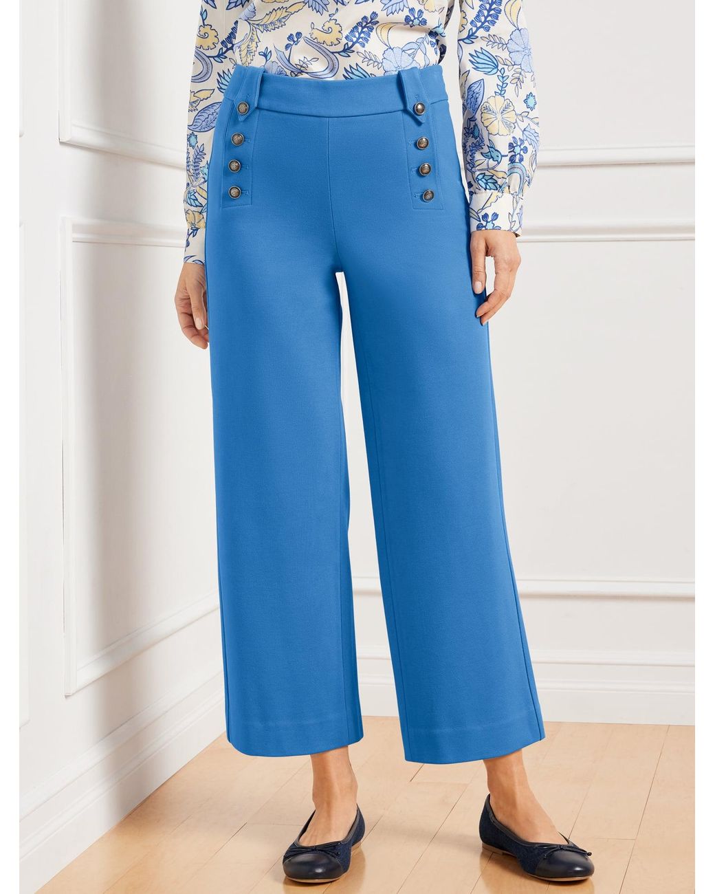 Talbots Blue Knit Sailor Crop Pants