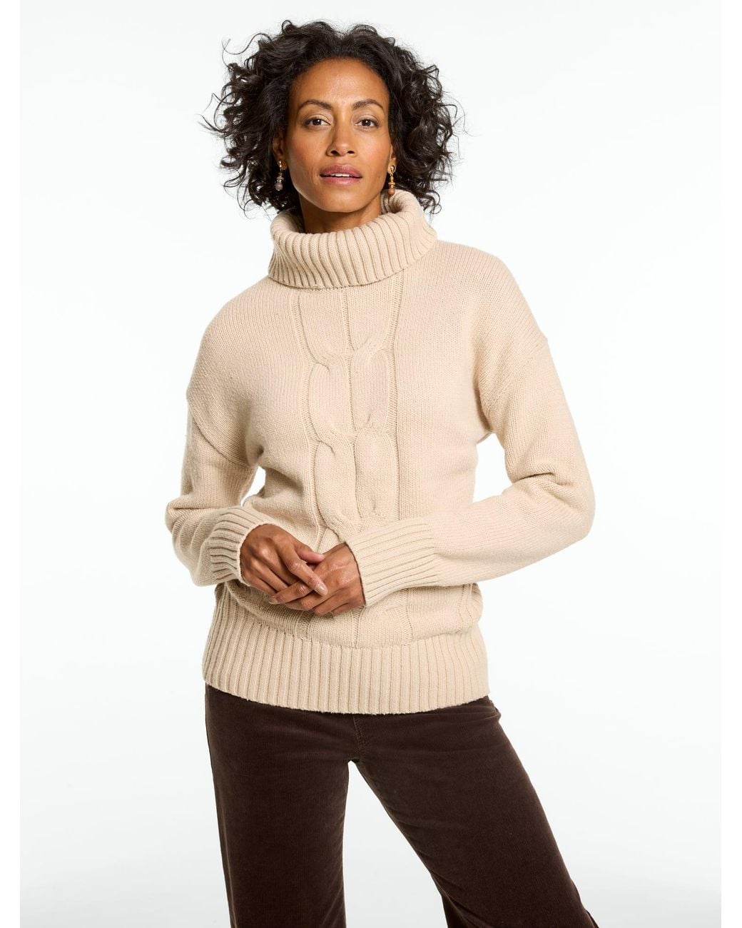 Talbots Natural Cable Knit Turtleneck Sweater