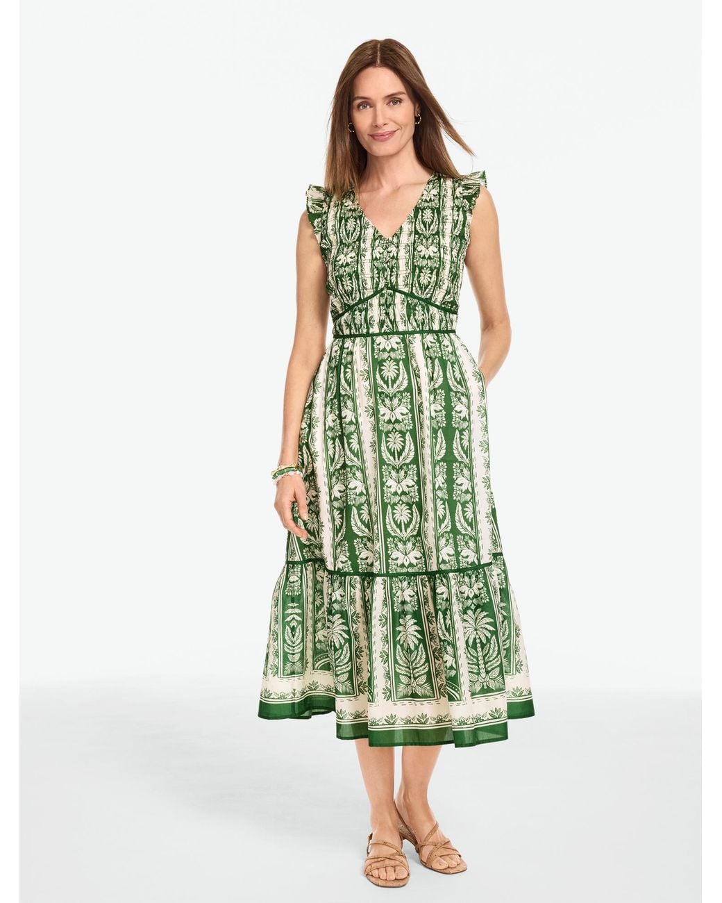 Talbots Blue Voile Smocked Midi Dress