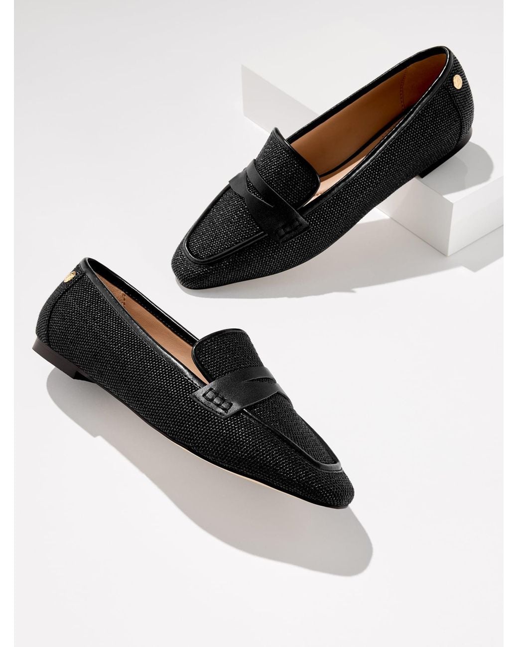 Talbots Black Erin Straw Raffia Loafers
