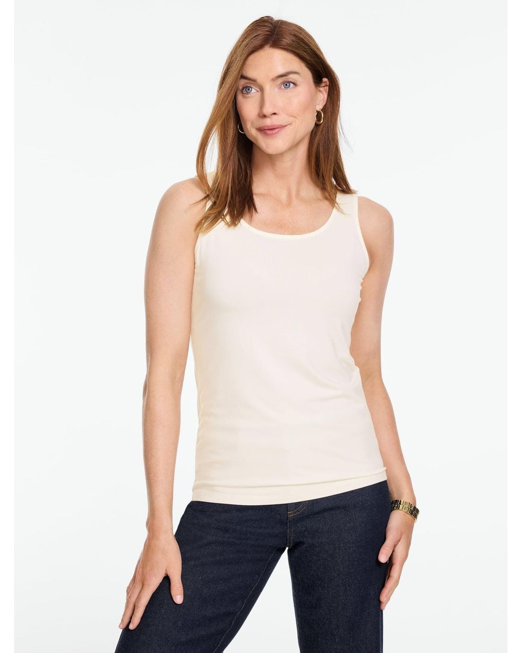 Talbots White 180° Two-way Platinum Jersey Tank Top