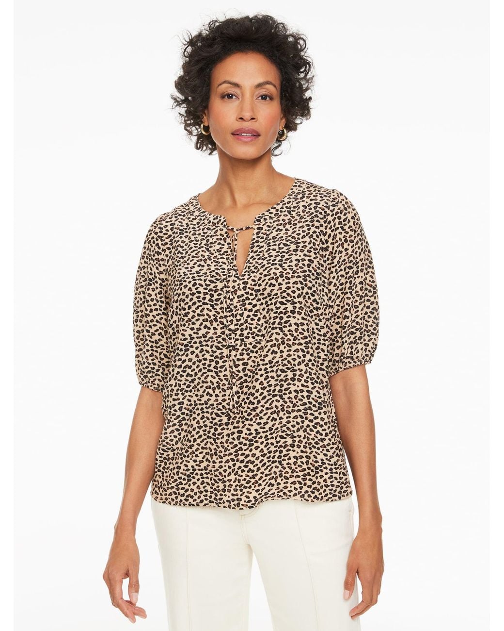 Talbots Multicolor Tie Neck Top
