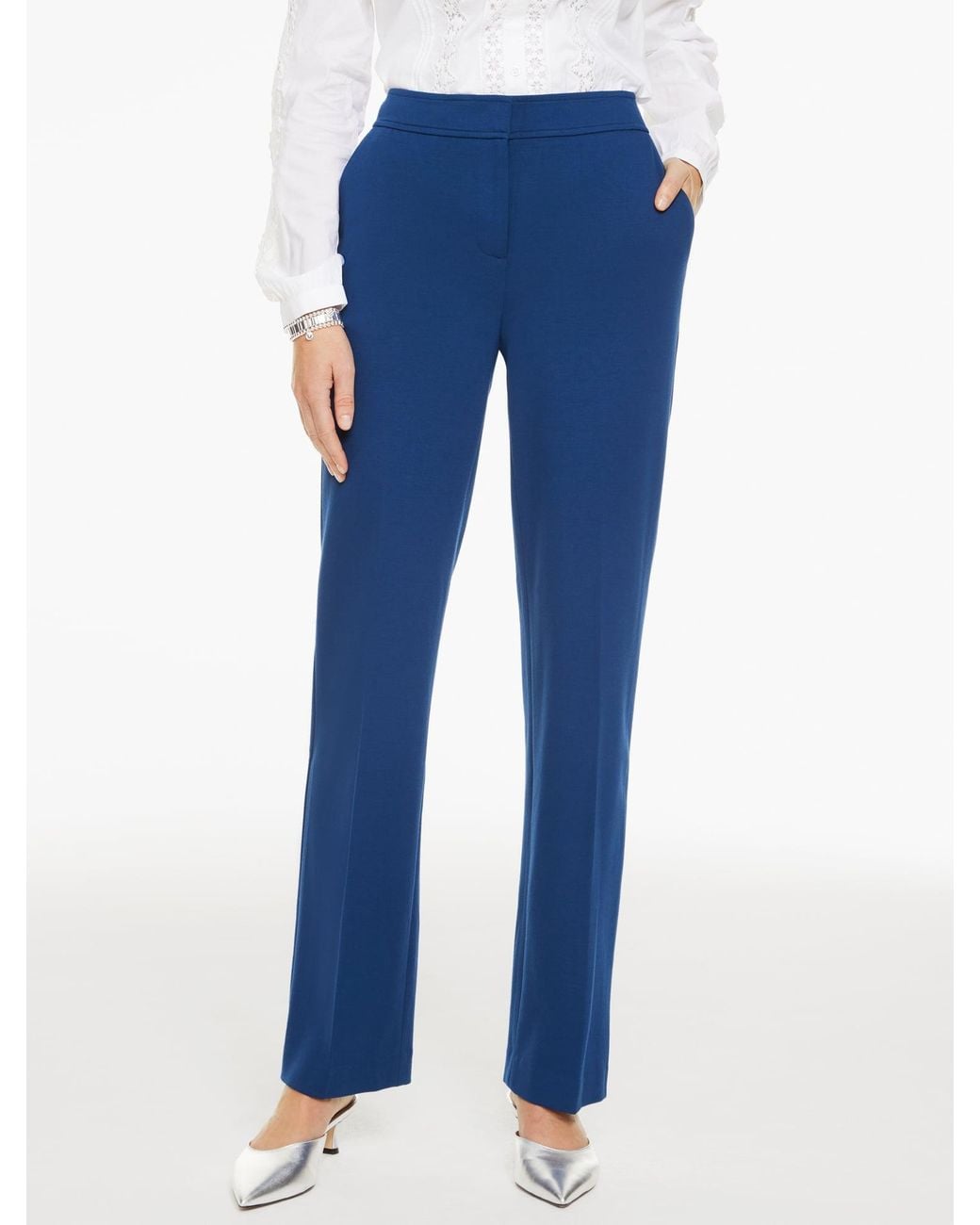 Talbots Blue Luxe Ponte Straight Leg Pants