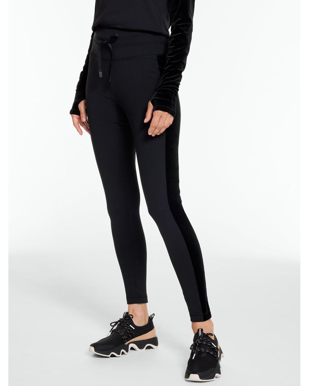 Talbots Black Mixed Media Velour Leggings