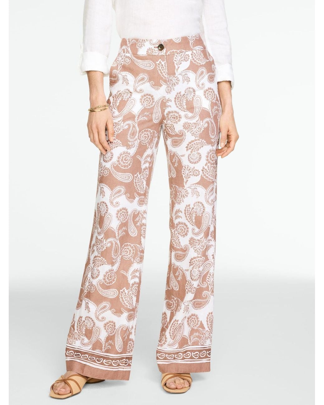 Talbots Pink Linen Wide Leg Pants