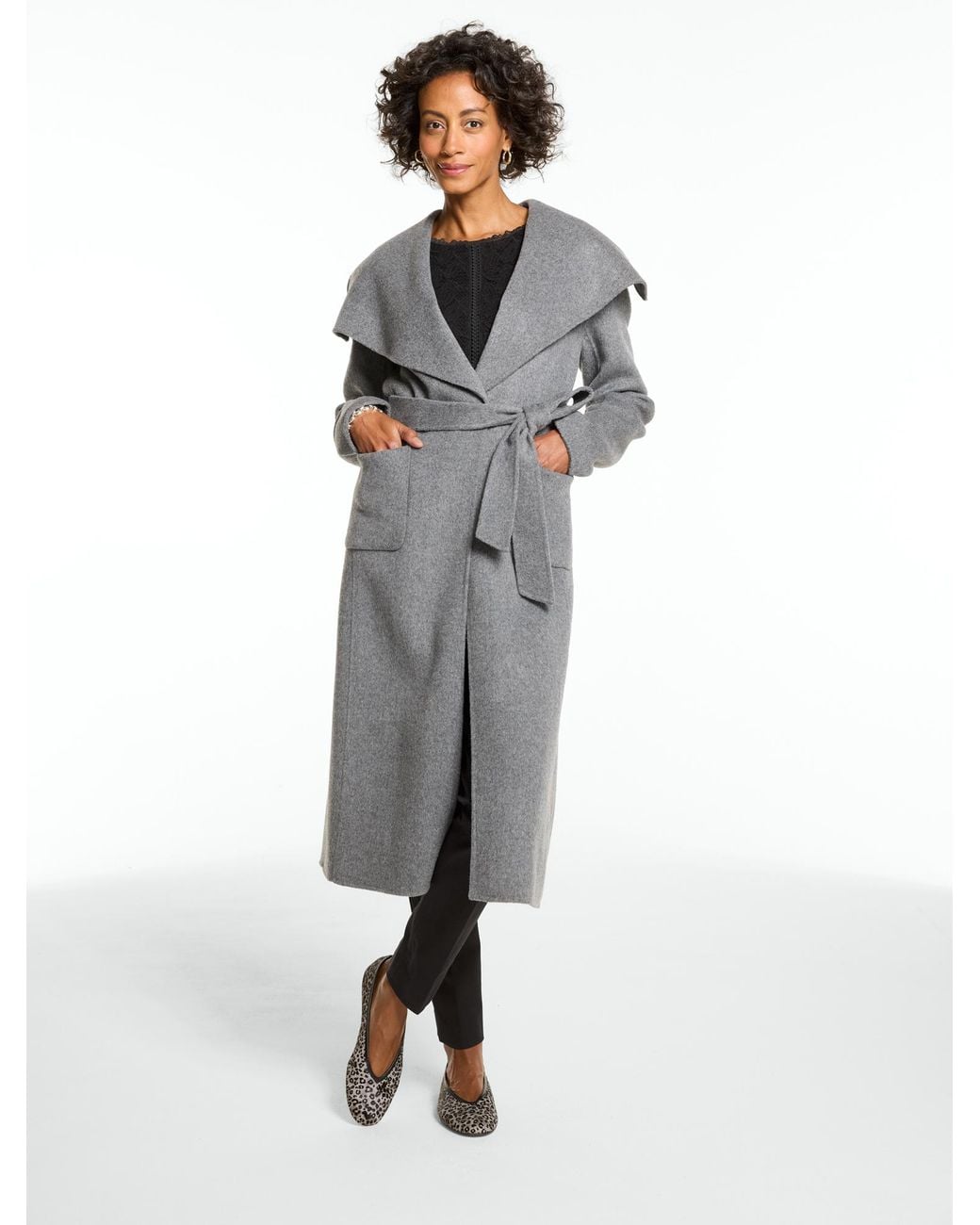 Talbots Gray Double Face Belted Coat