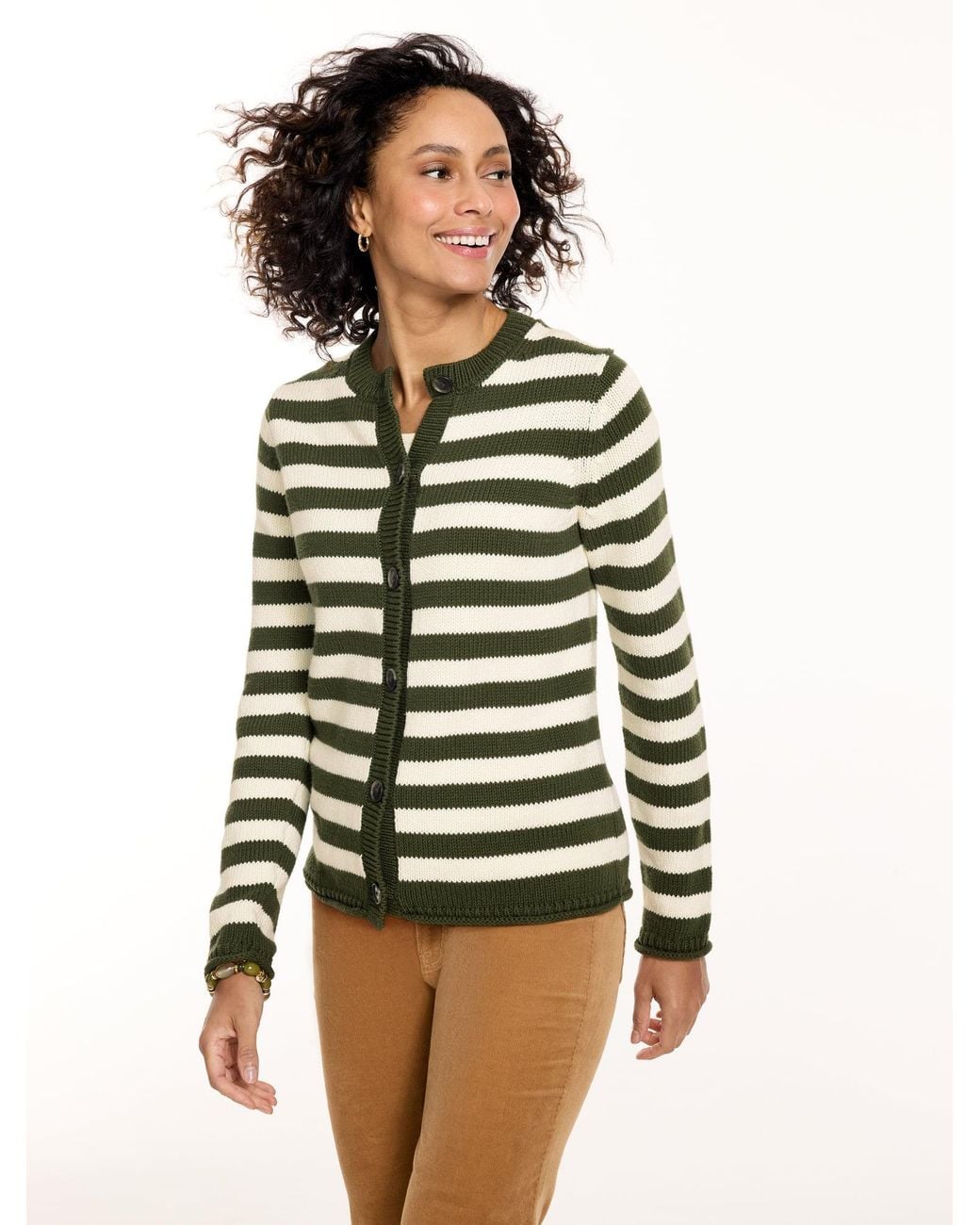 Talbots White Roll Edge Cardigan Sweater