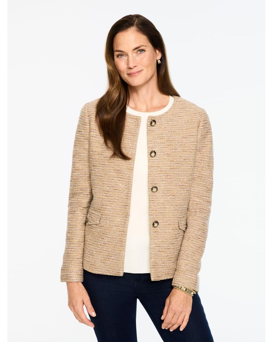 Talbots Natural Tweed Knit Lady Jacket