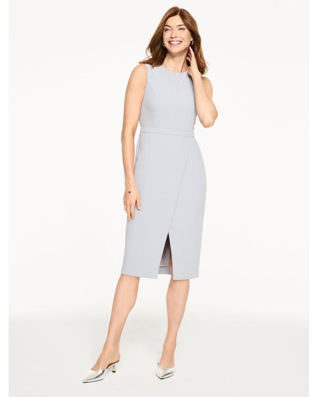 Talbots White Polished Crepe Sheath Dress
