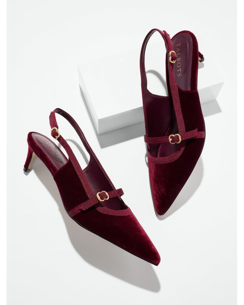 Talbots Red Elena Velvet Slingback Pumps