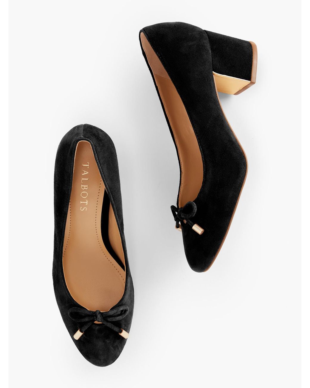 Talbots Isa Bow Suede Pumps in Black | Lyst