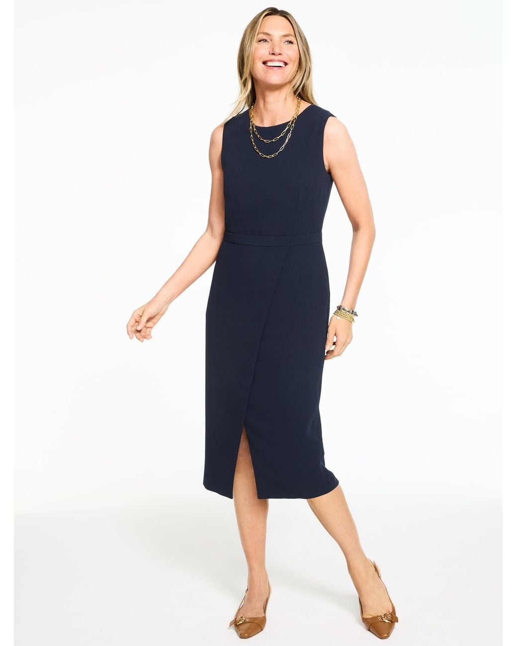 Talbots Blue Polished Crepe Sheath Dress