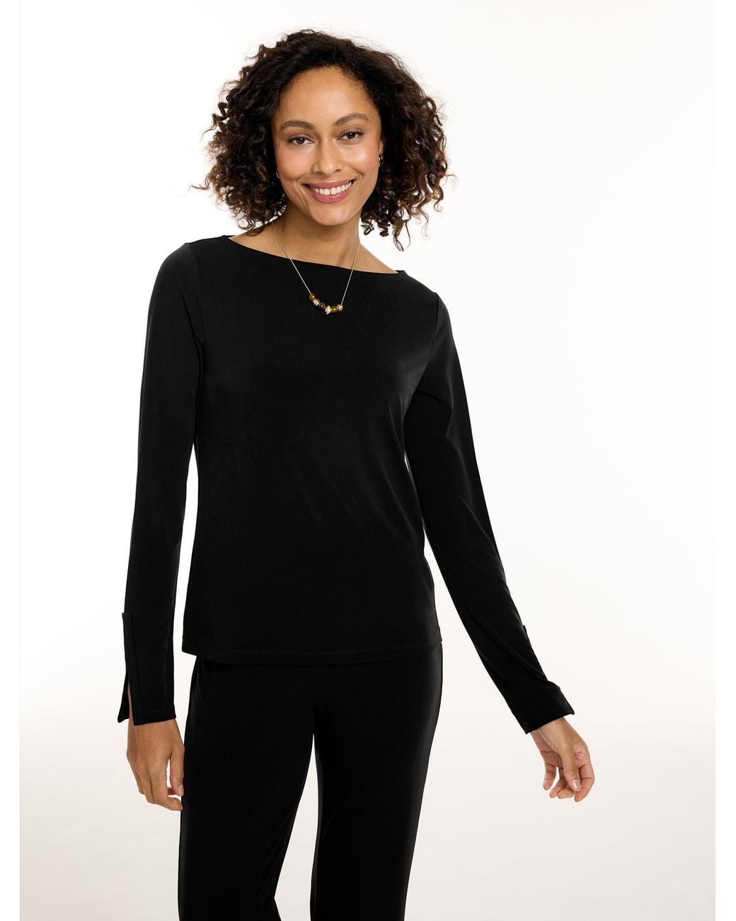 Talbots Black Knit Kit Bateau Neck Top