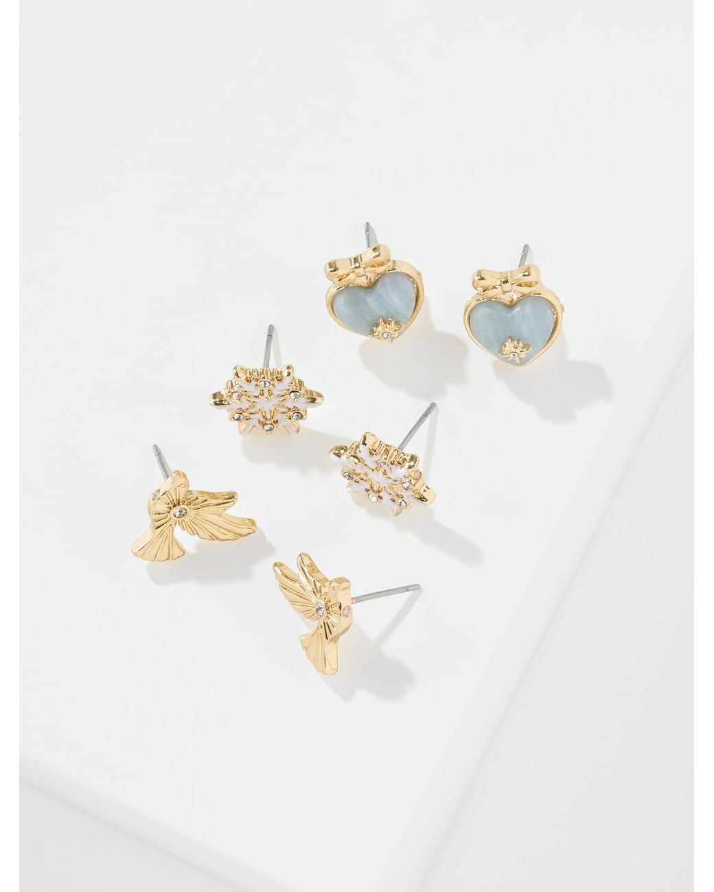 Talbots White Winter Charm Stud Earring Set