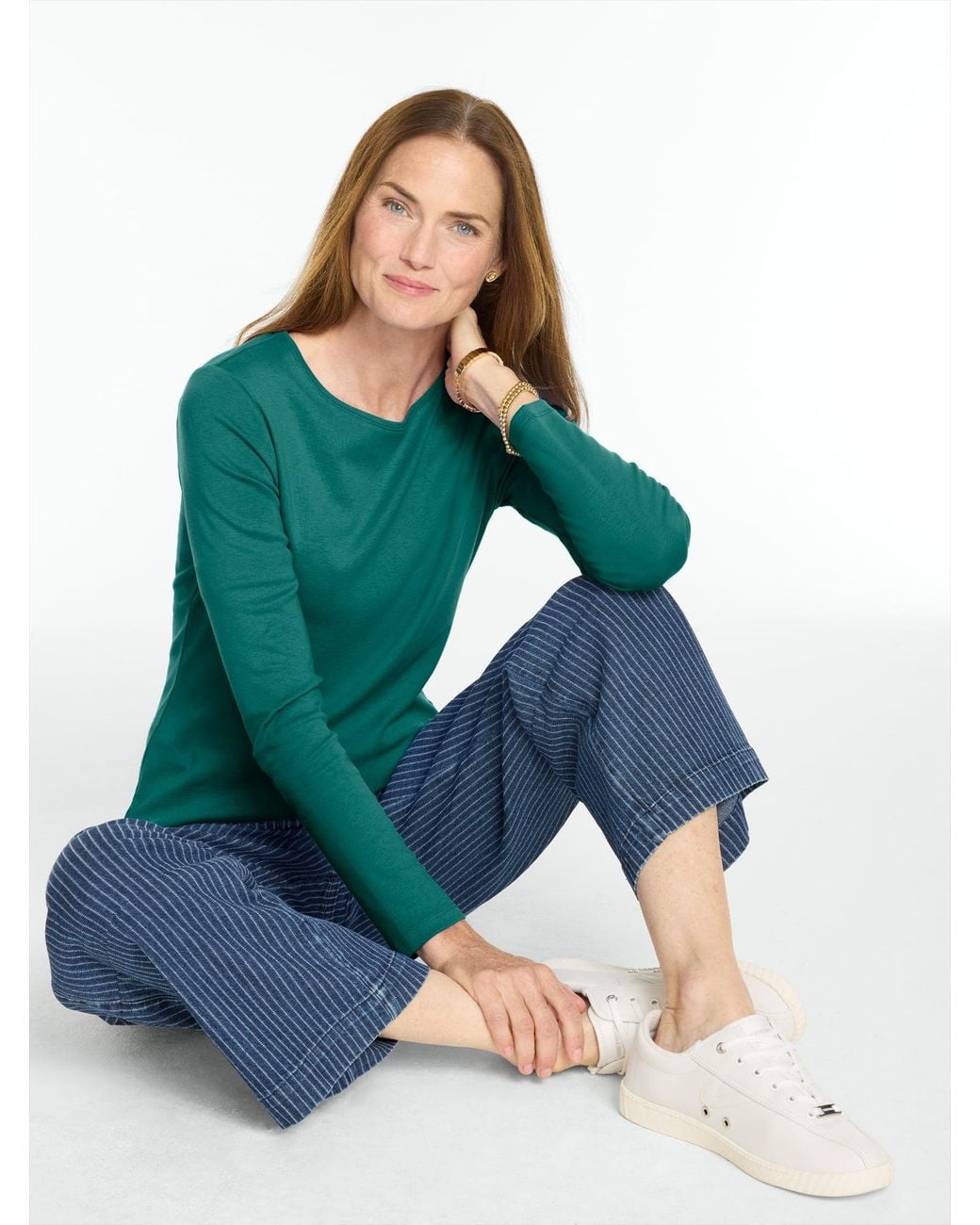 Talbots Green Long Sleeve Crewneck T-shirt