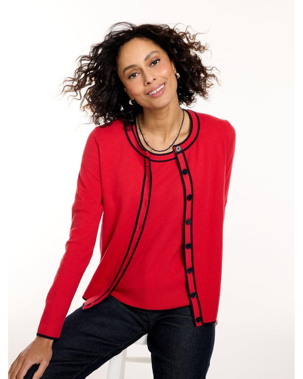 Talbots Red Charming Cardigan Sweater