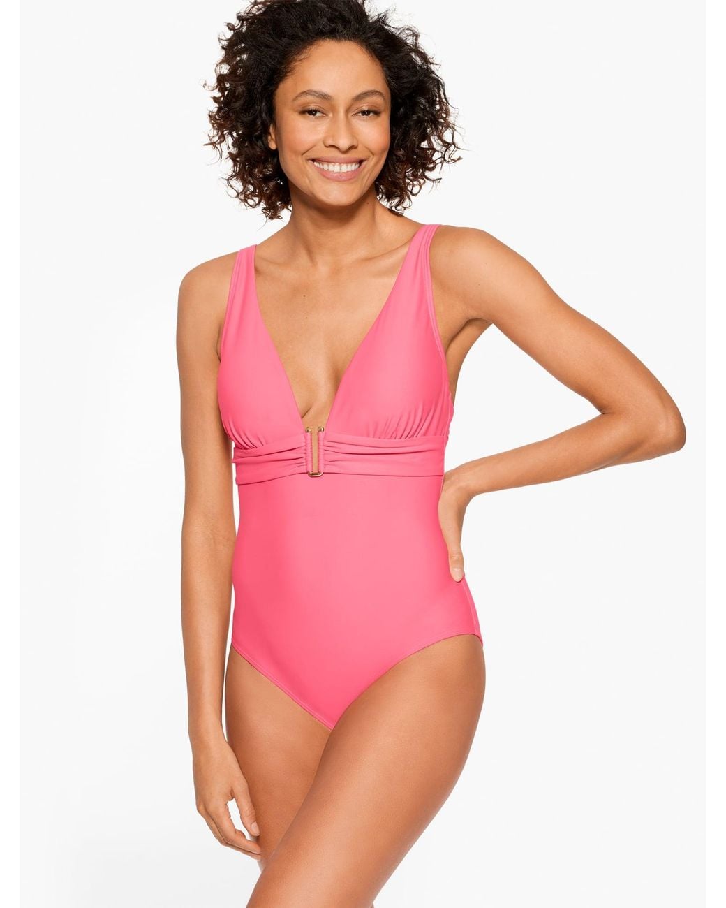 Aqua Club Pink V-neck One-piece Swimsuit