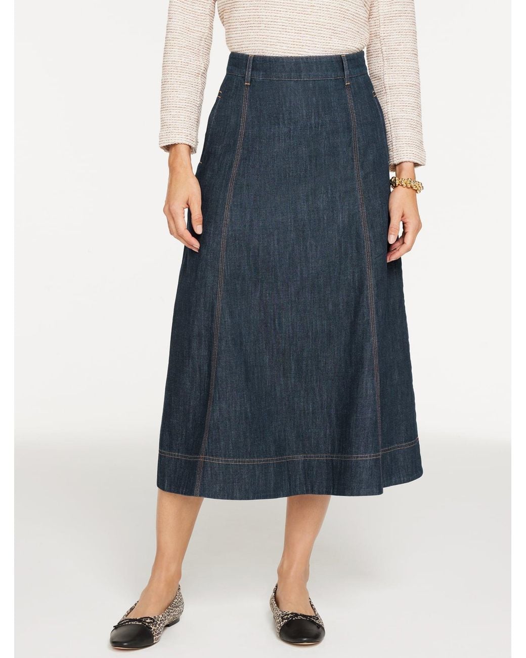 Talbots Blue Denim Fit & Flare Skirt