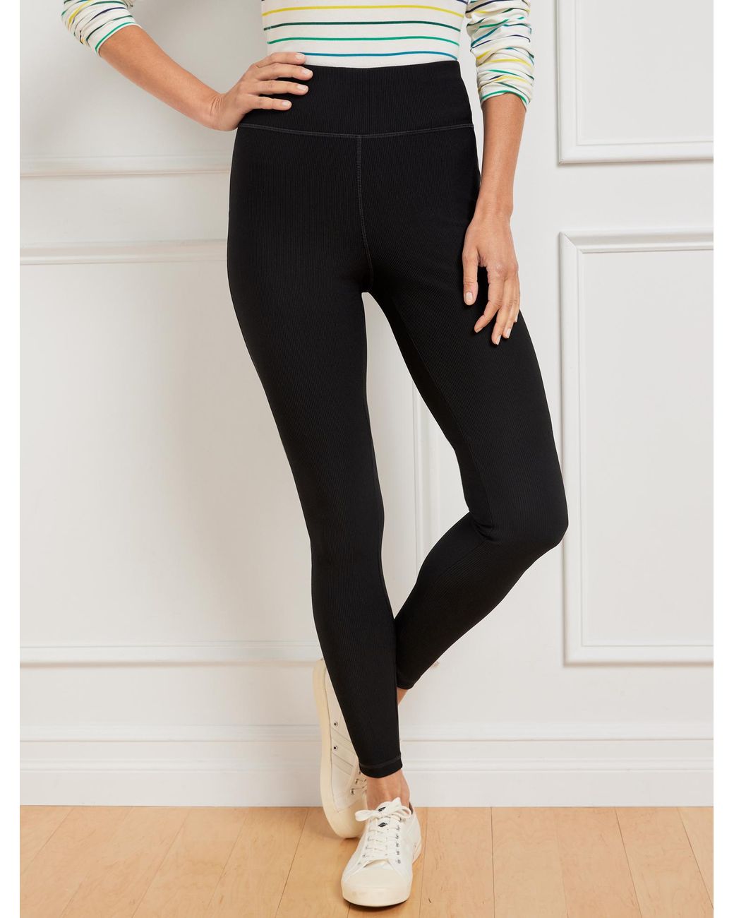 Talbots Black Soft Stretch Ribbed High Waist Leggings