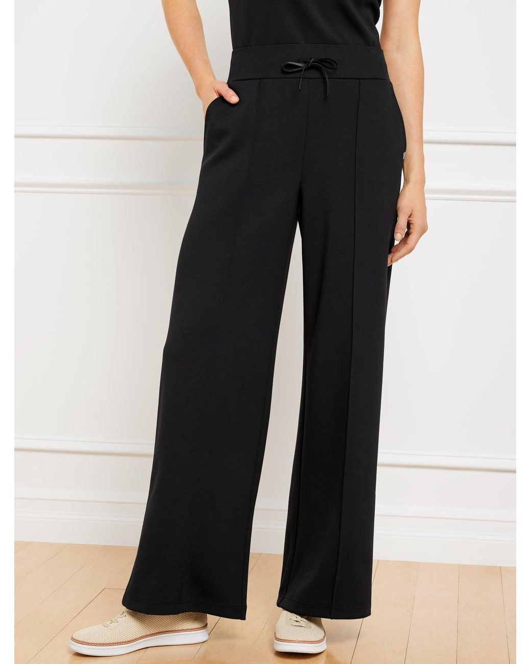 Talbots Black Airknit Stretch Wide Leg Pants