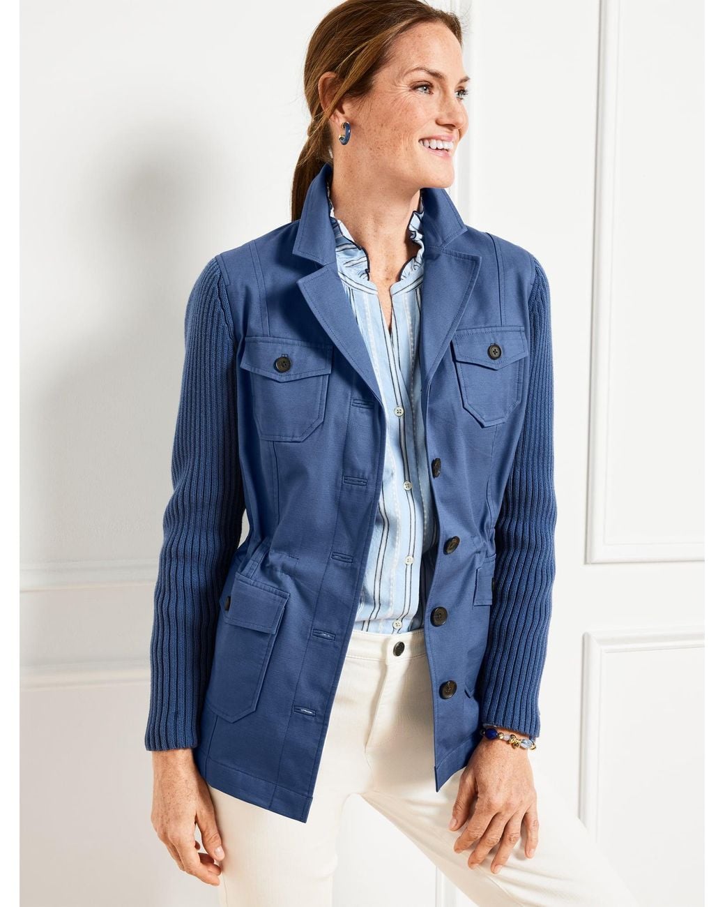 Talbots Blue Sweater Sleeve Jacket