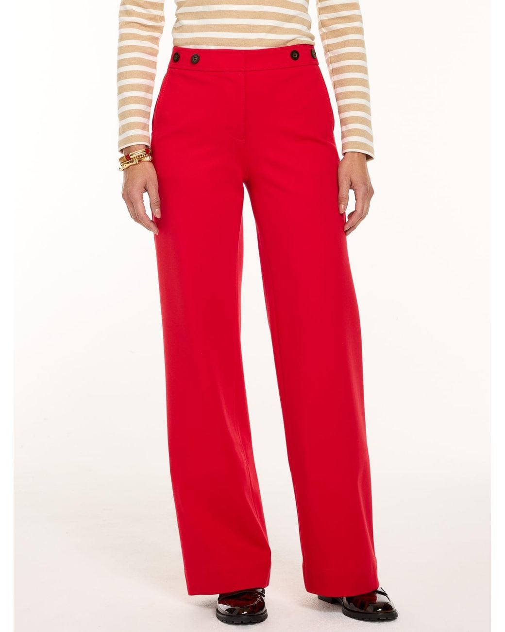 Talbots Red Polished Ponte Wide Leg Pants