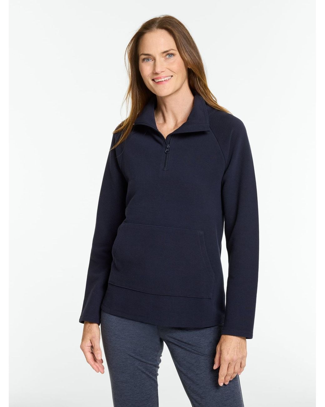 Talbots Blue Ottoman Rib Half-zip Pullover Sweater