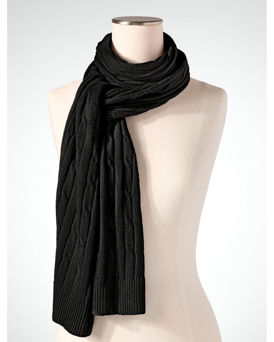 Talbots Black Soft Cable Knit Scarf