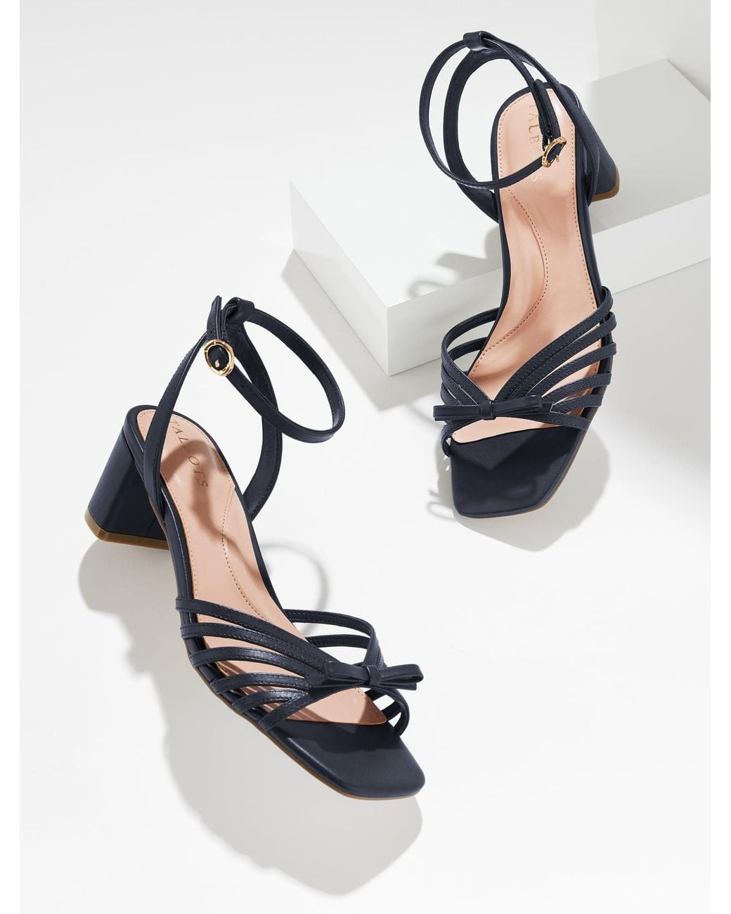 Talbots Blue Lily Strappy Nappa Block Heel Sandals