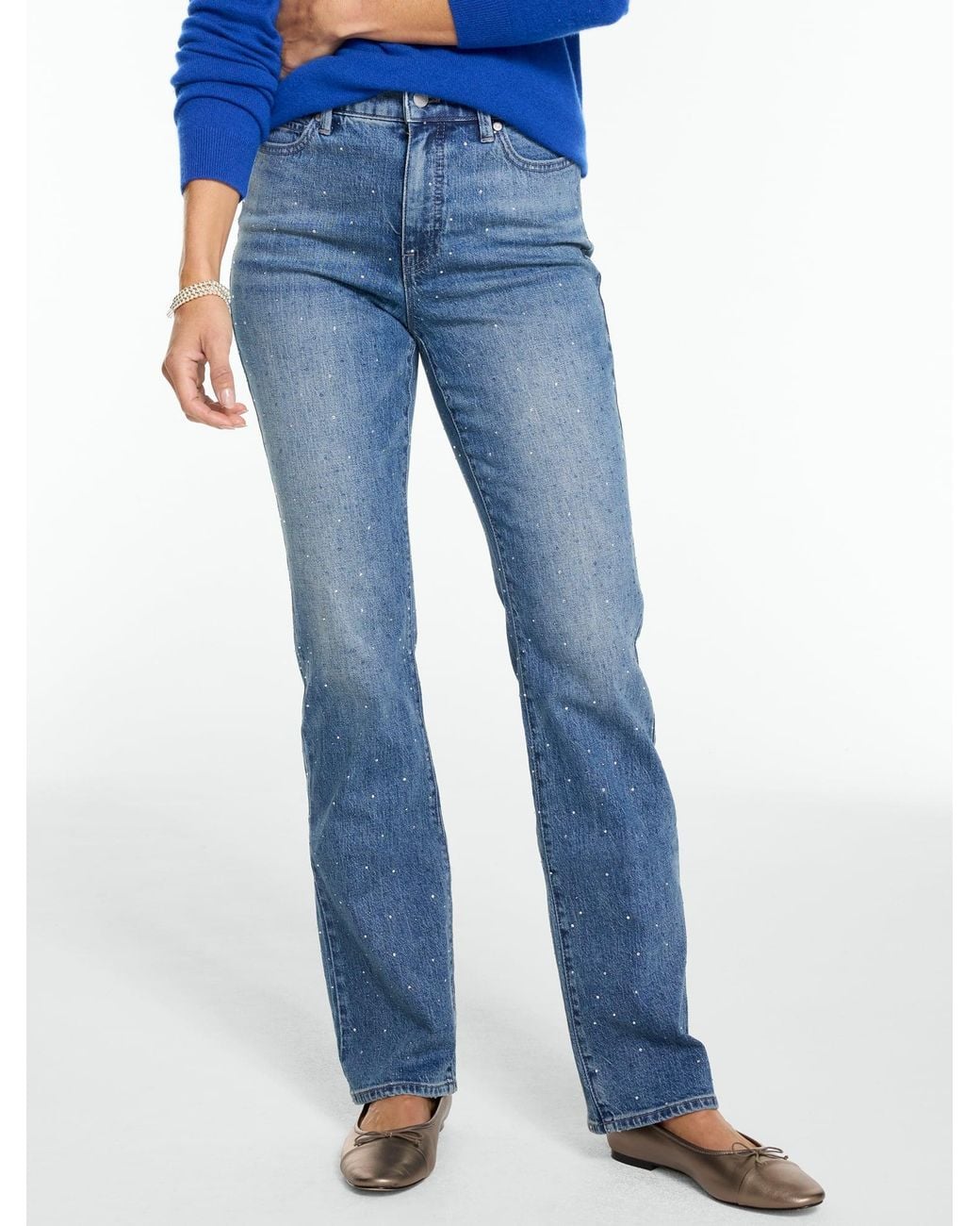 Talbots Blue Barely Boot Rhinestone Jeans
