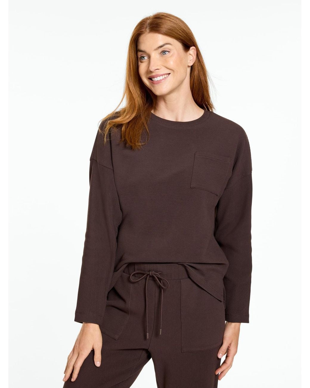 Talbots Brown Ottoman Rib Crewneck Sweater Pullover