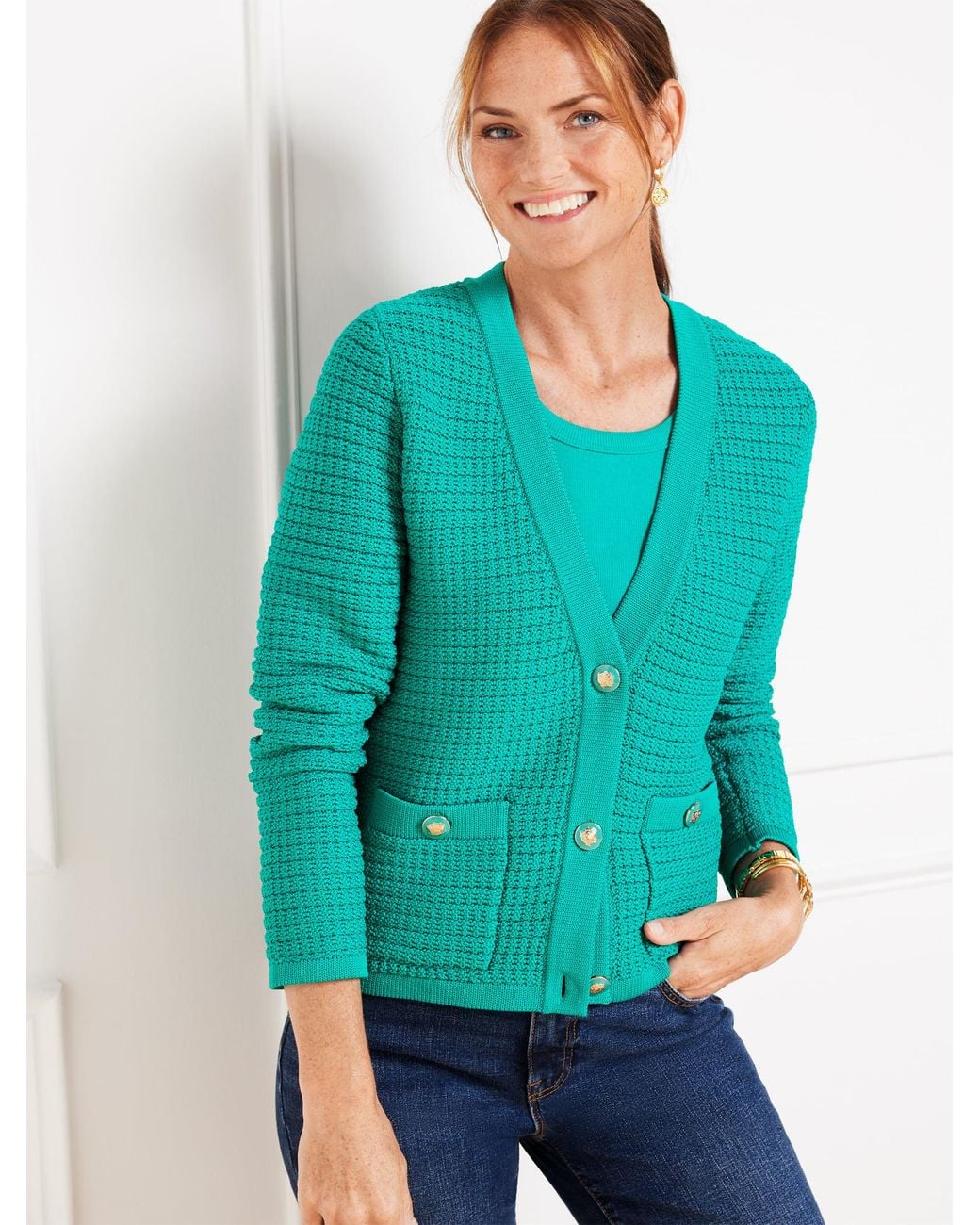 Talbots Green Kate Cardigan Sweater
