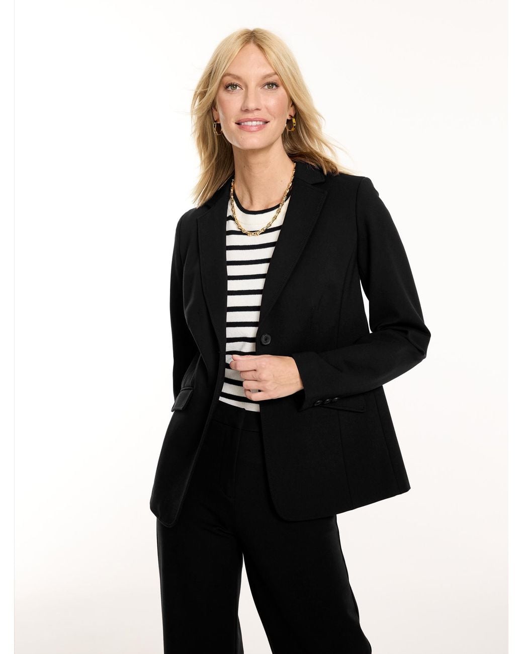 Talbots Black Polished Ponte Blazer